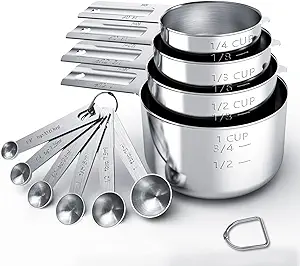 TILUCK Stainless Steel Measuring Cups & Spoons Set
