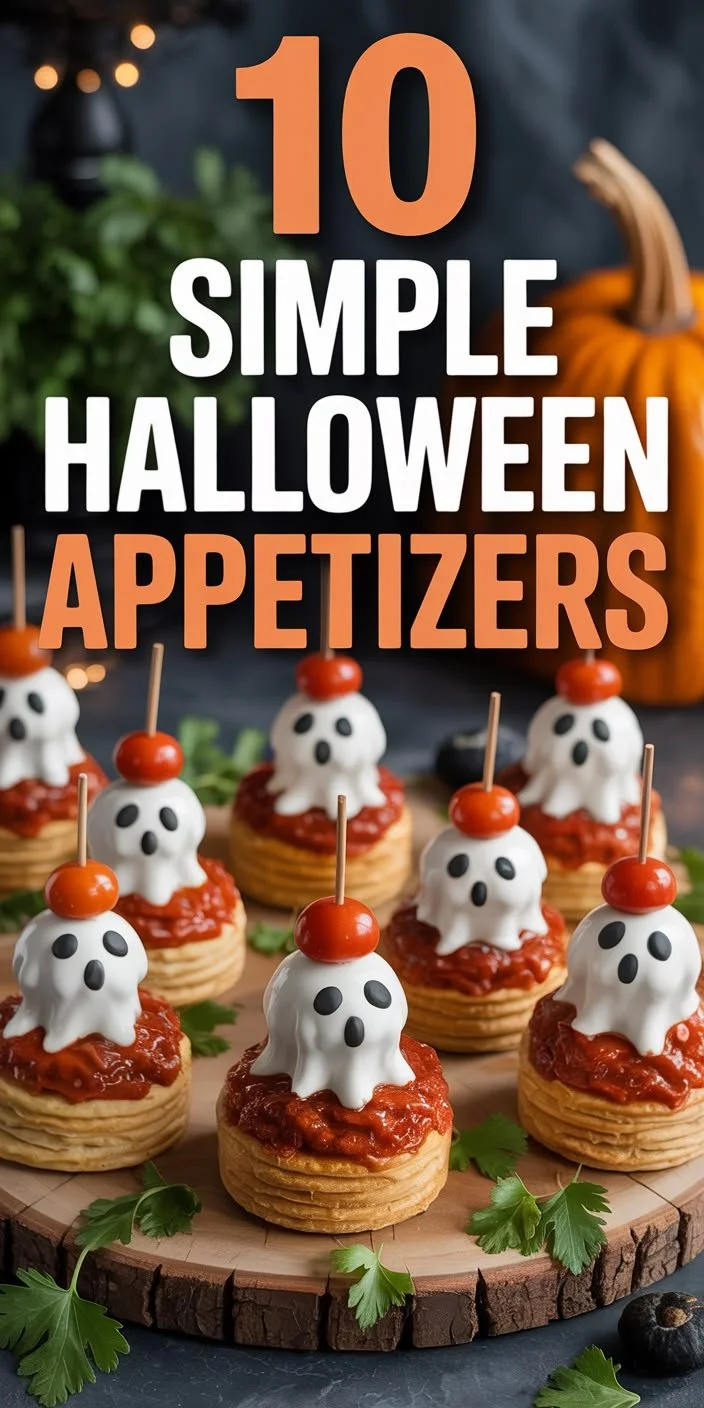 A platter of 10 creative Halloween appetizers for a spooky party.