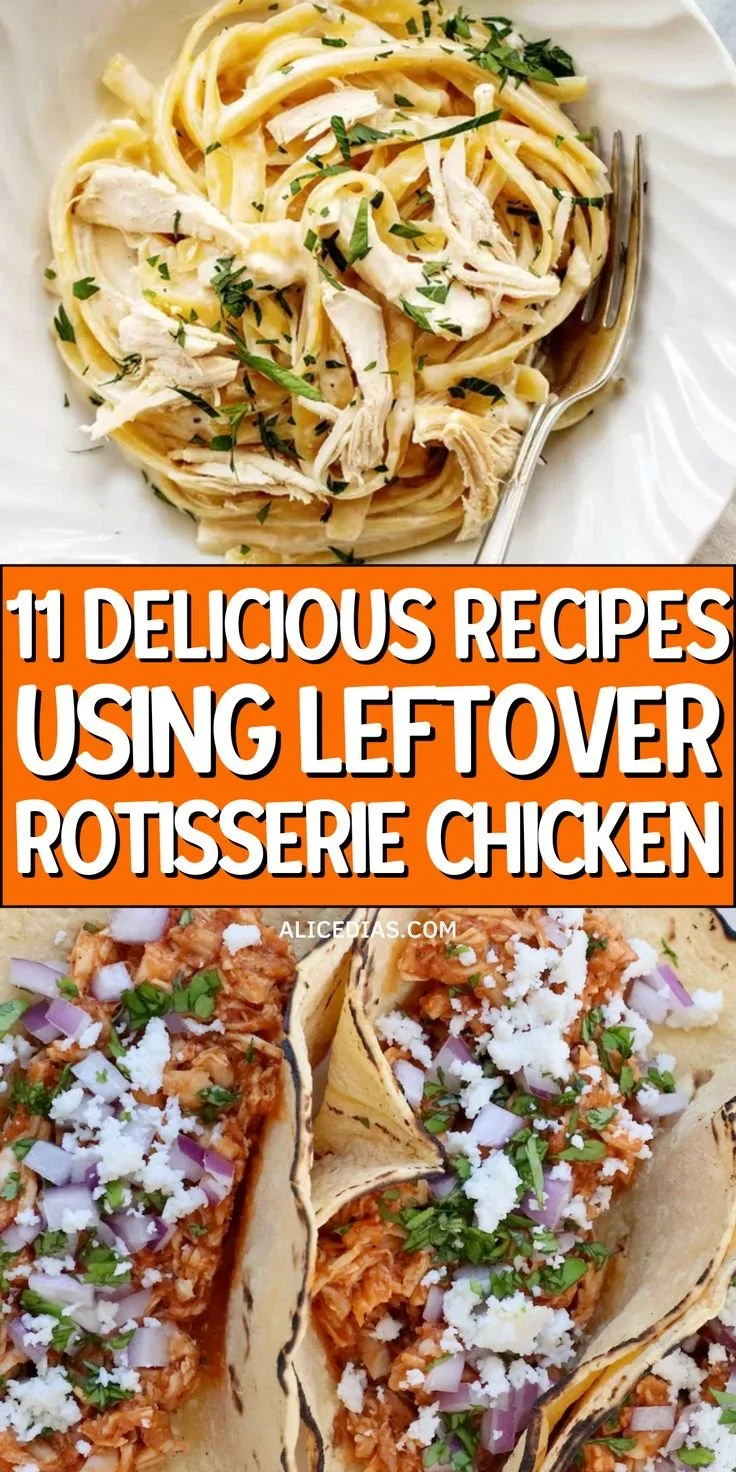 Plate of various dishes made with leftover rotisserie chicken