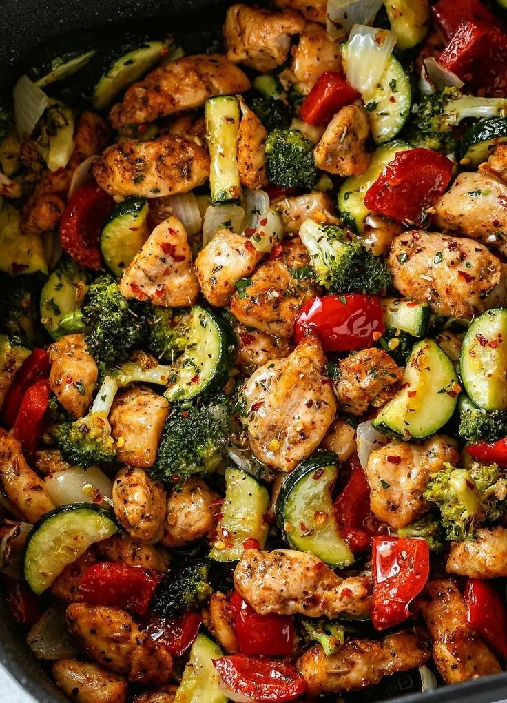 Plate of air fryer chicken and veggies, healthy and quick meal option