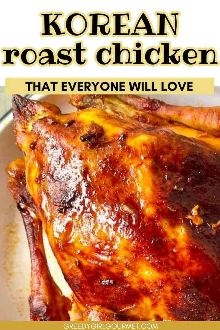 Delicious Asian Roast Chicken whole, seasoned with Korean spices.