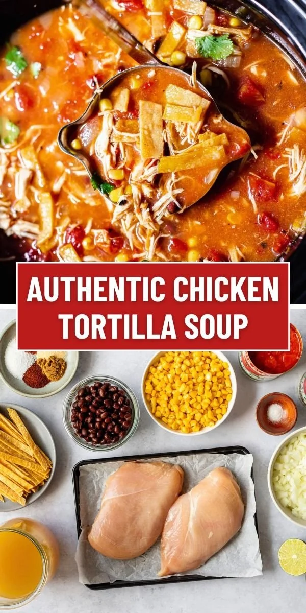 Bowl of authentic gluten-free and dairy-free Chicken Tortilla Soup