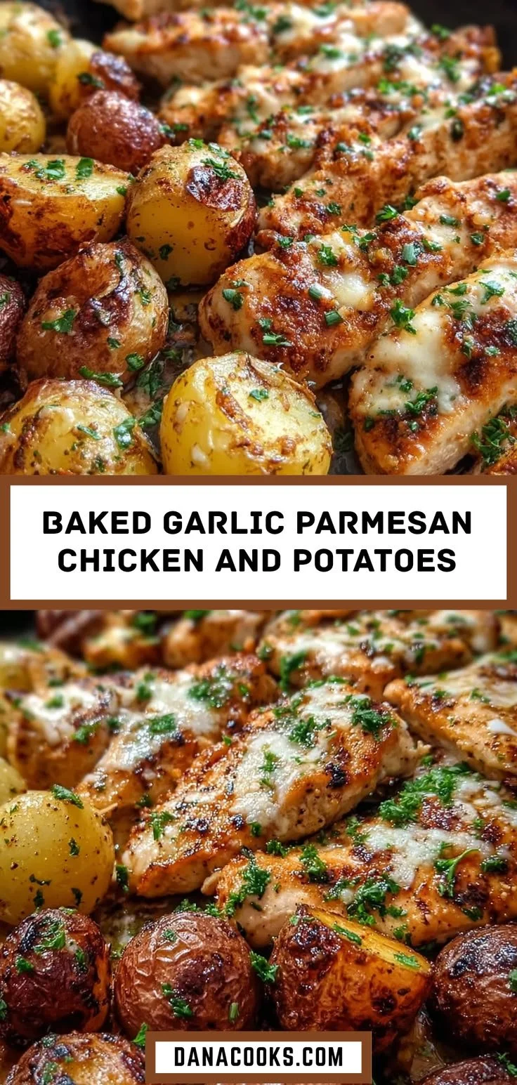 Baked Garlic Parmesan Chicken served with potatoes from the oven