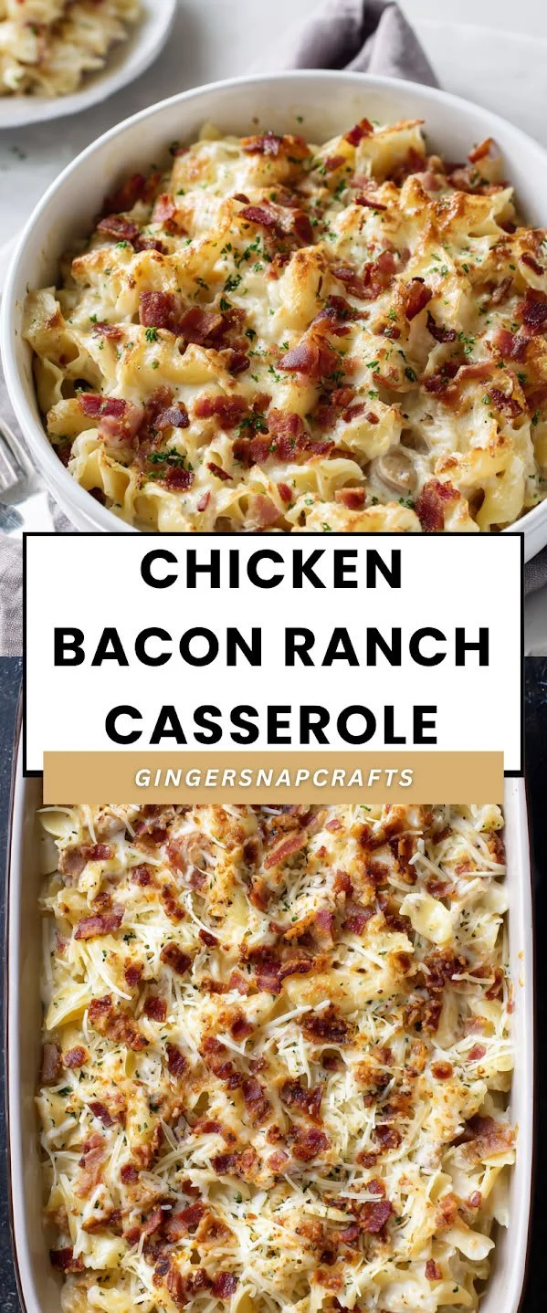 Delicious Chicken Bacon Ranch Casserole ready to be served