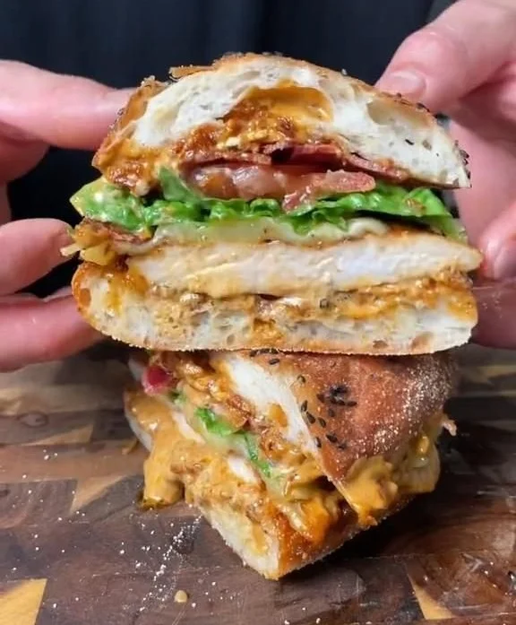 Delicious Chicken BLT sandwich with chili crisp mayonnaise