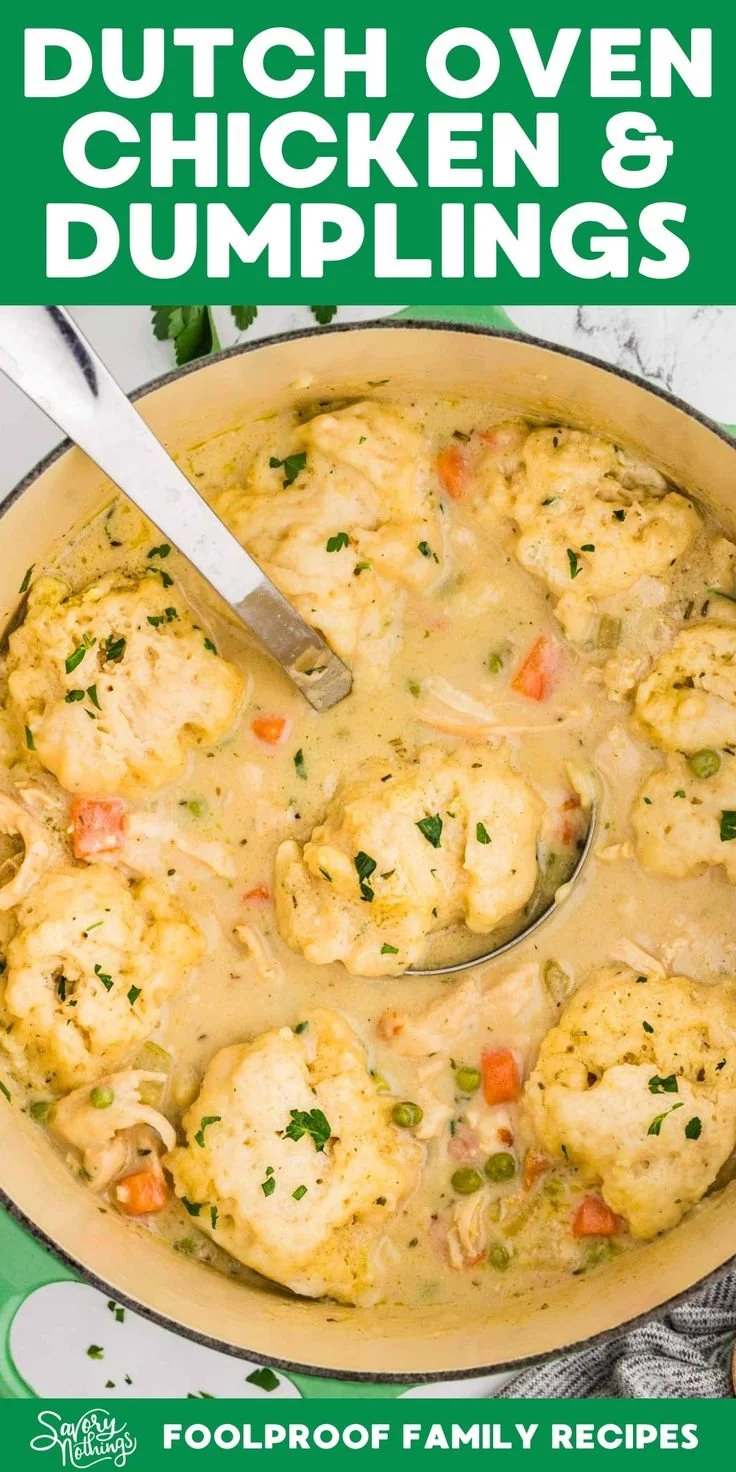 Delicious bowl of Chicken & Dumplings, a comforting one-pot meal.