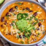 Chicken Enchilada Soup 3 Bowl of chicken enchilada soup topped with cheese and cilantro