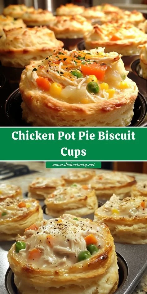 Delicious Chicken Pot Pie Biscuit Cups in muffin pan