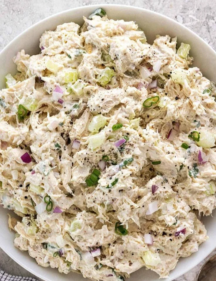Classic chicken salad with tender chicken, crisp vegetables, and creamy dressing
