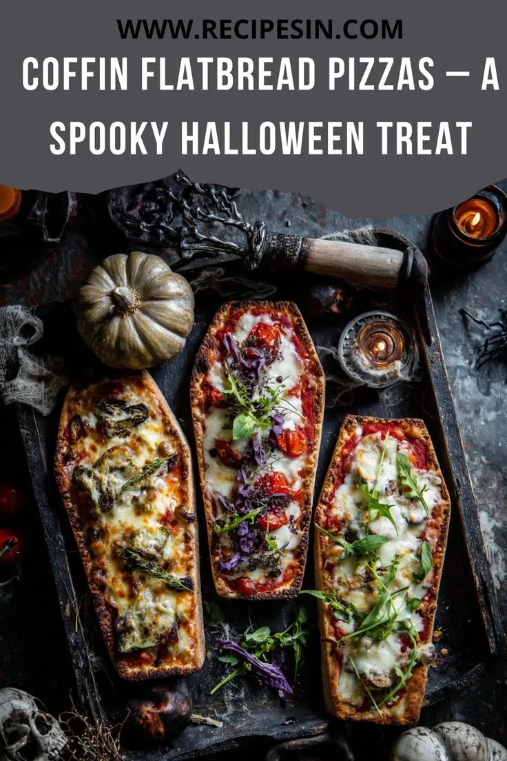 Coffin Flatbread Pizzas - a fun Halloween party treat shaped like coffins.