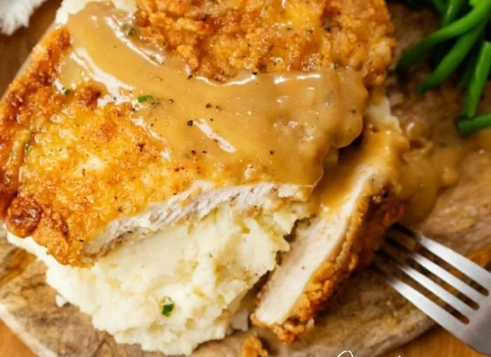 Crispy Country Fried Chicken Breast served with sides