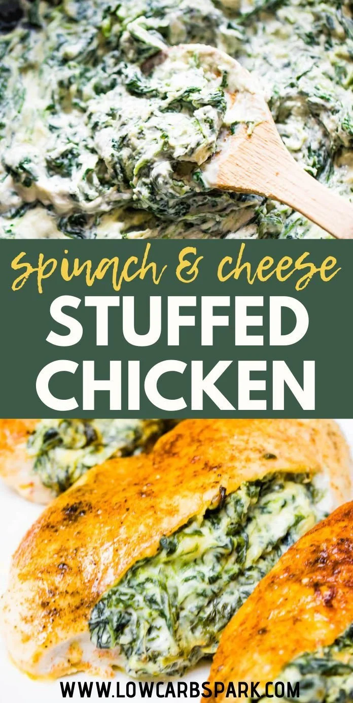 Cream cheese spinach stuffed chicken breast low carb keto recipe