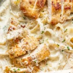 Creamy Chicken Fettuccine Alfredo with tender chicken and rich sauce