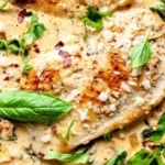 Creamy Parmesan Basil Chicken Recipe 3 Creamy Parmesan Basil Chicken dish served with herbs and spices