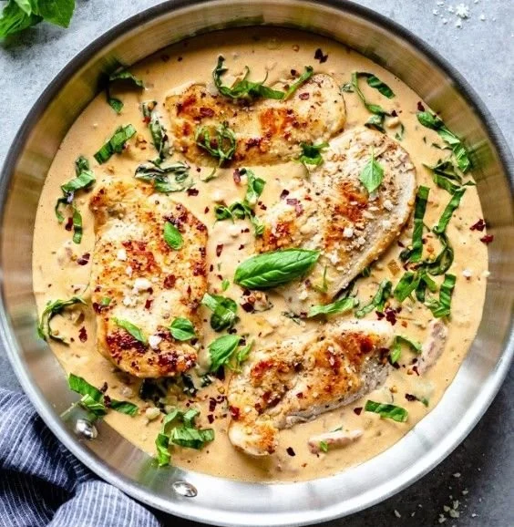 Creamy Parmesan Basil Chicken Recipe