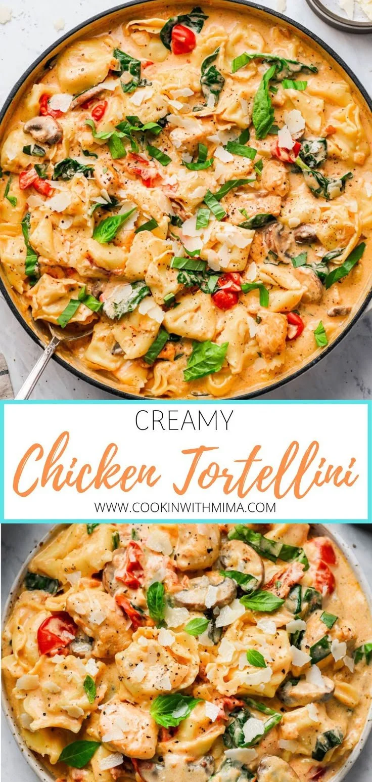 Delicious creamy tortellini chicken pasta with fresh ingredients