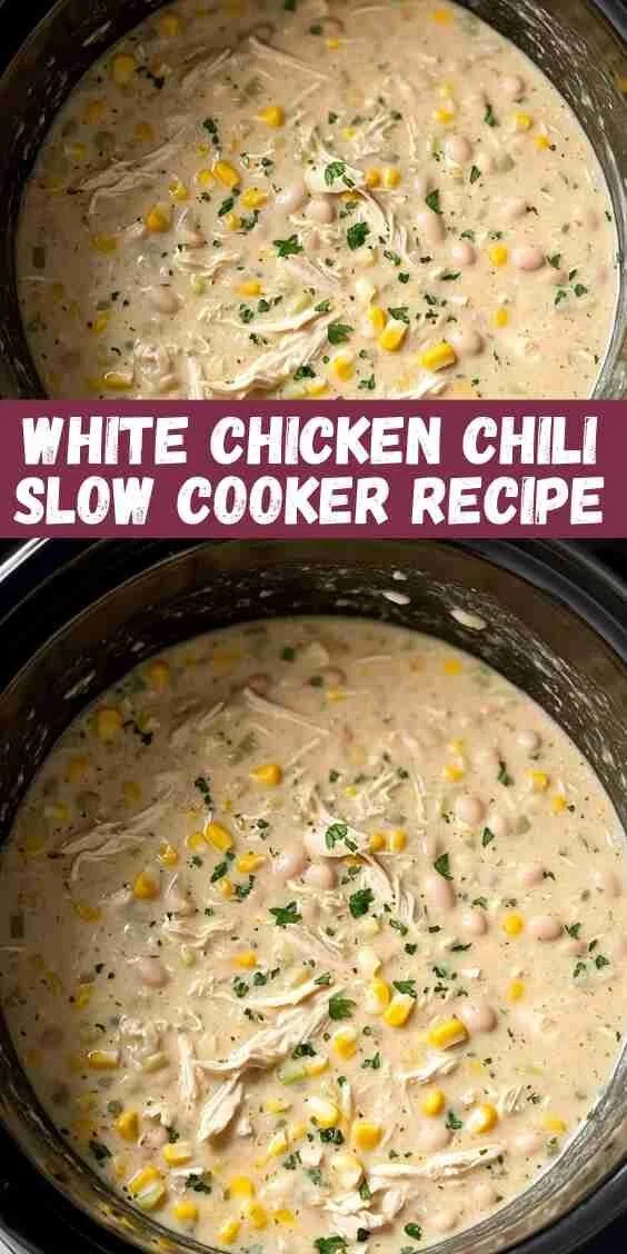 Delicious creamy white chicken chili garnished with toppings.