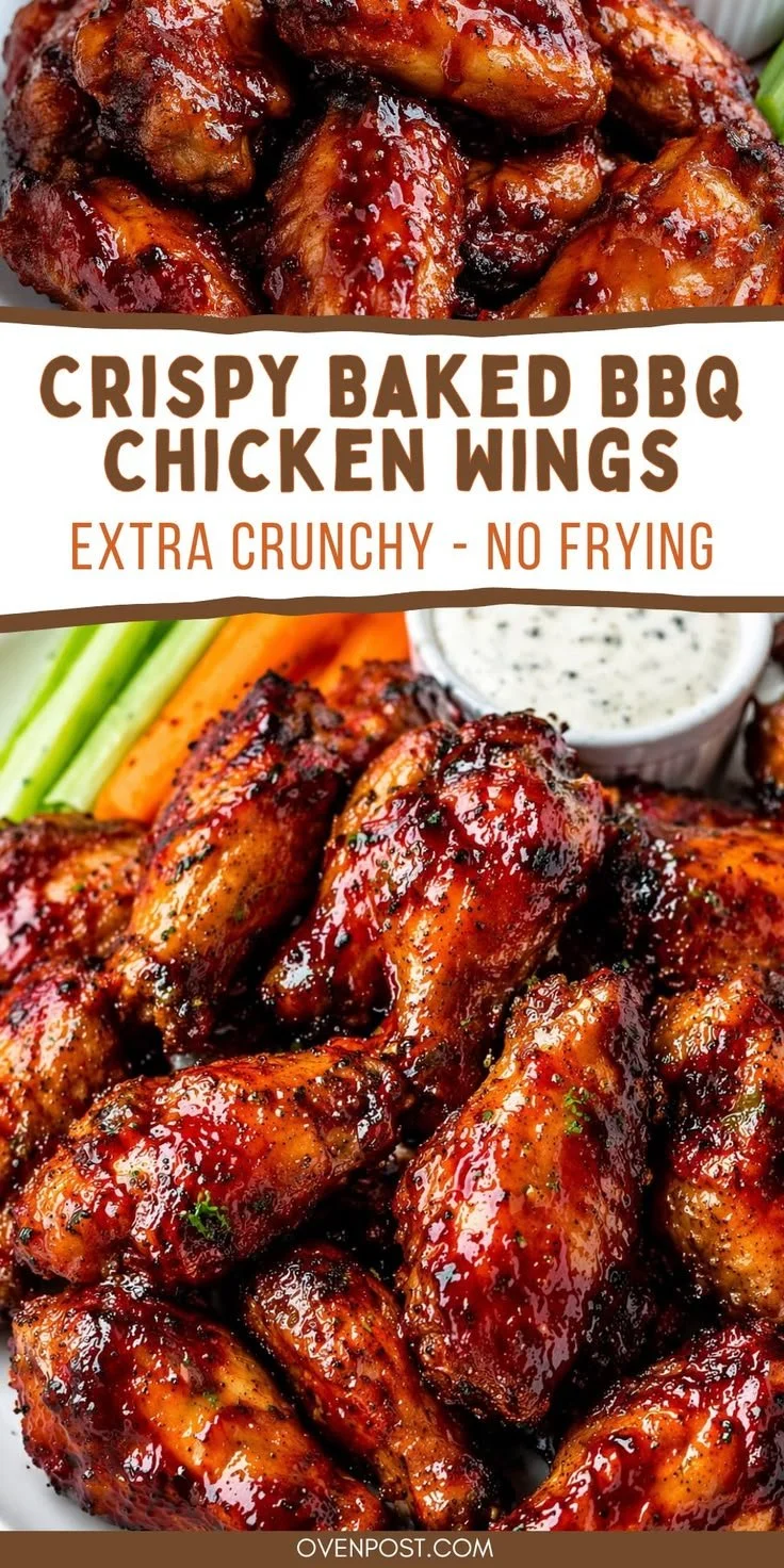 Crispy baked BBQ chicken wings on a serving platter