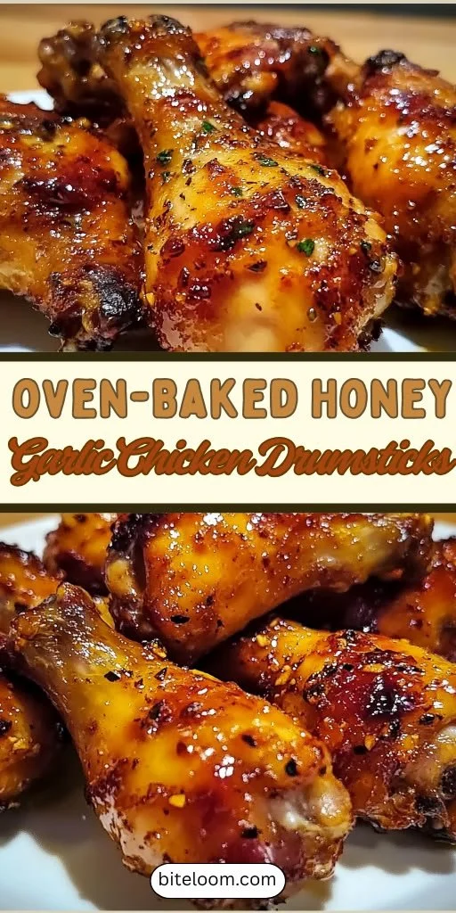 Crispy oven-baked honey garlic chicken drumsticks ready to serve