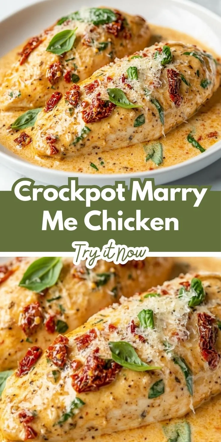 Crock Pot Marry Me Chicken served with creamy sauce and herbs
