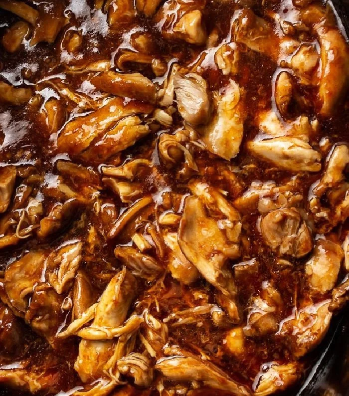 Crockpot Honey Garlic Chicken served with rice and vegetables