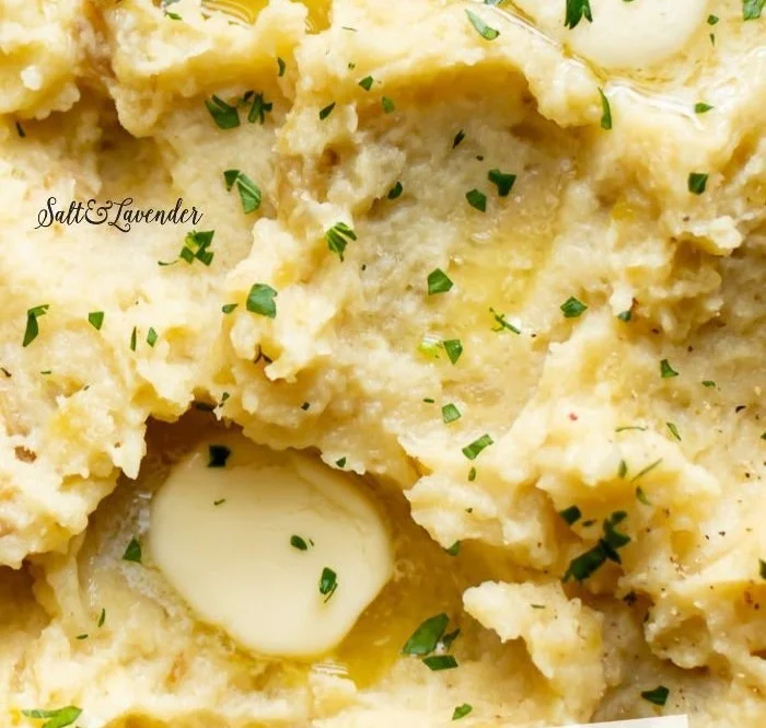 Crockpot mashed potatoes served in a bowl for a delicious side dish