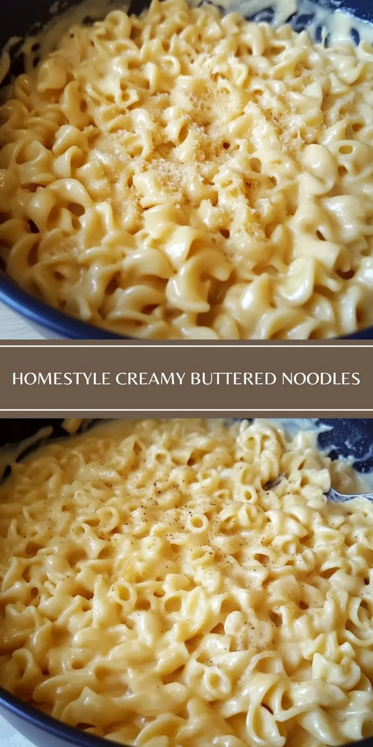 Bowl of creamy buttered noodles topped with herbs and parmesan cheese