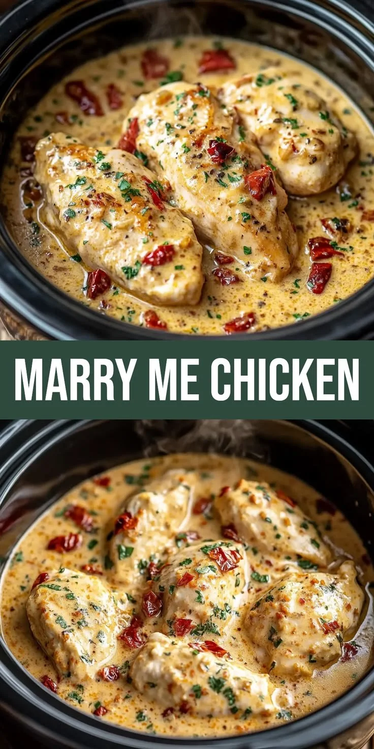 Delicious Dump and Go Crockpot Marry Me Chicken recipe ready to serve