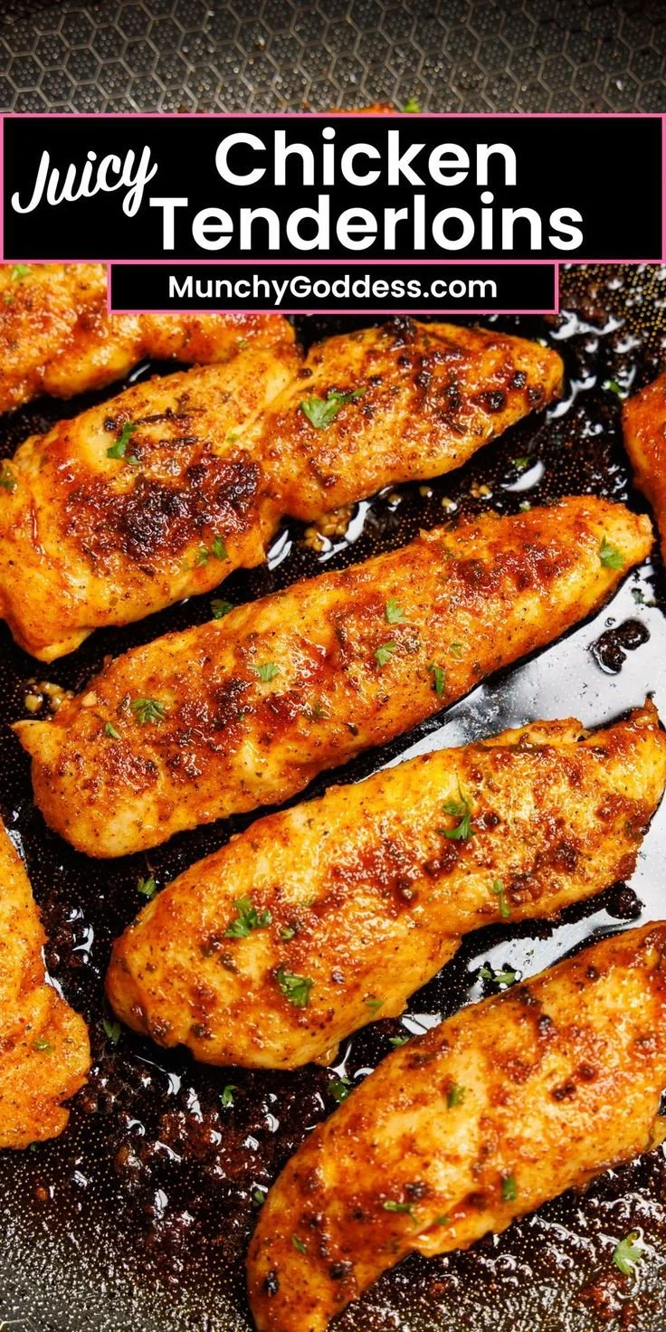Easy and juicy chicken tenderloins recipe served with vegetables