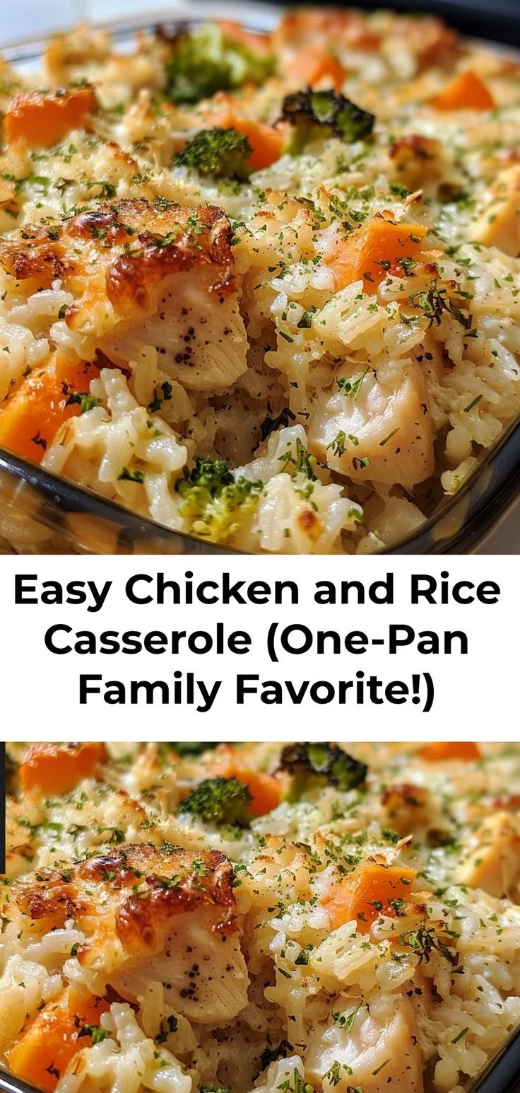 Easy chicken rice casserole, a one dish dinner idea for families