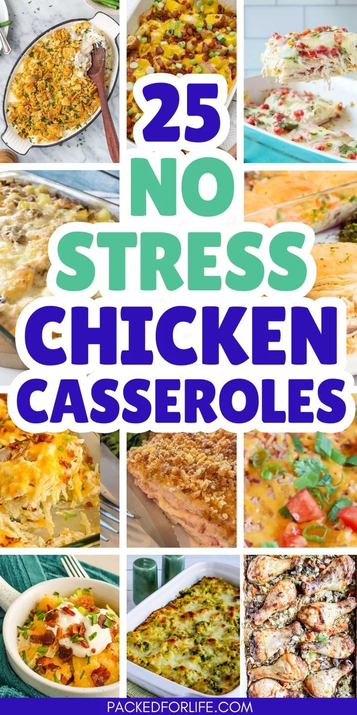 Delicious easy chicken casserole served in a baking dish