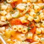 Easy Chicken Soup 3 Bowl of easy chicken soup with vegetables and herbs