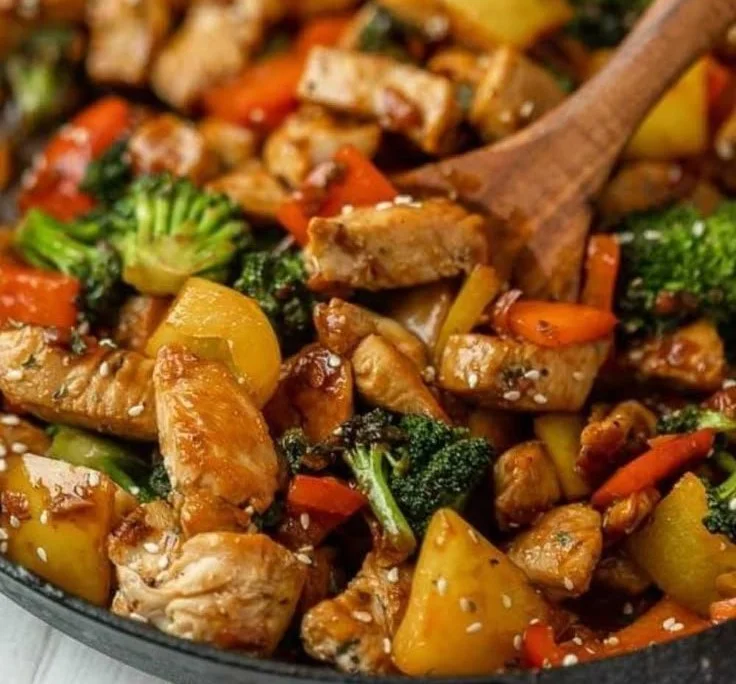 Easy chicken stir fry with colorful vegetables and flavorful sauce