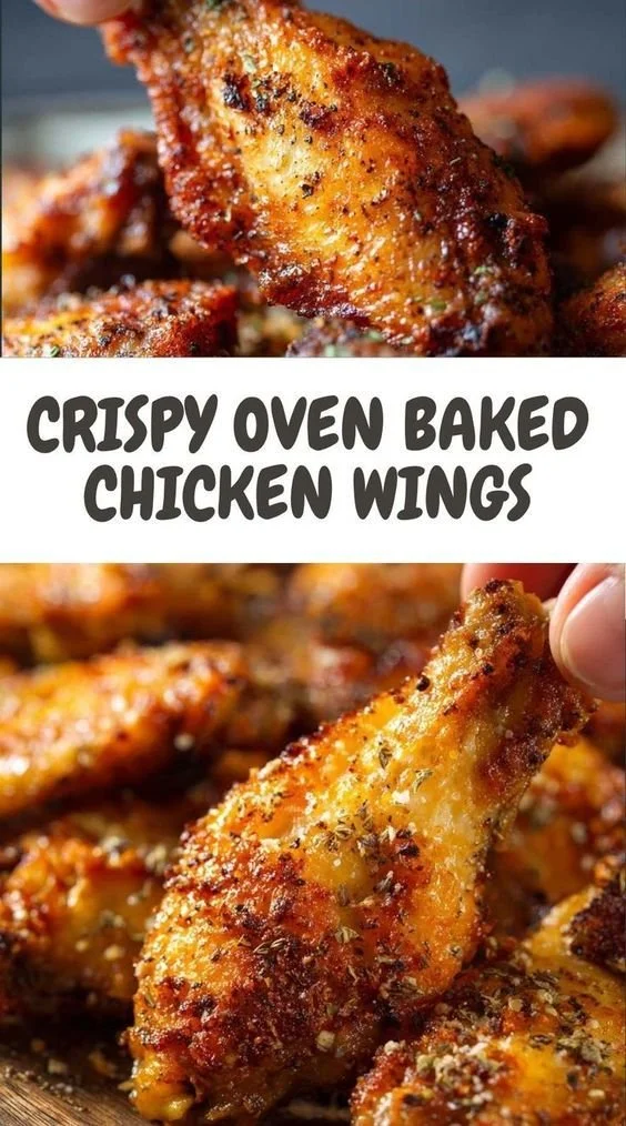 Easy crispy oven baked chicken wings served on a plate