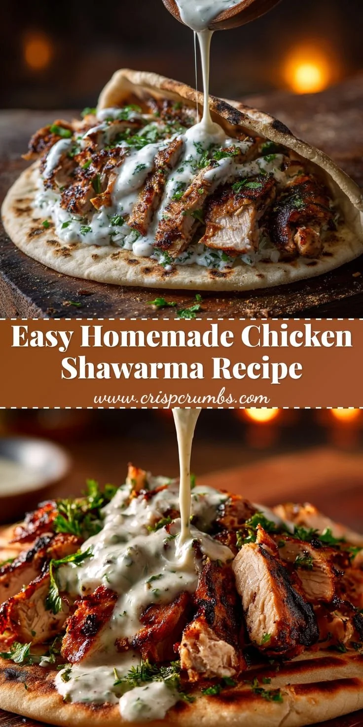 Delicious homemade chicken shawarma served with creamy garlic sauce