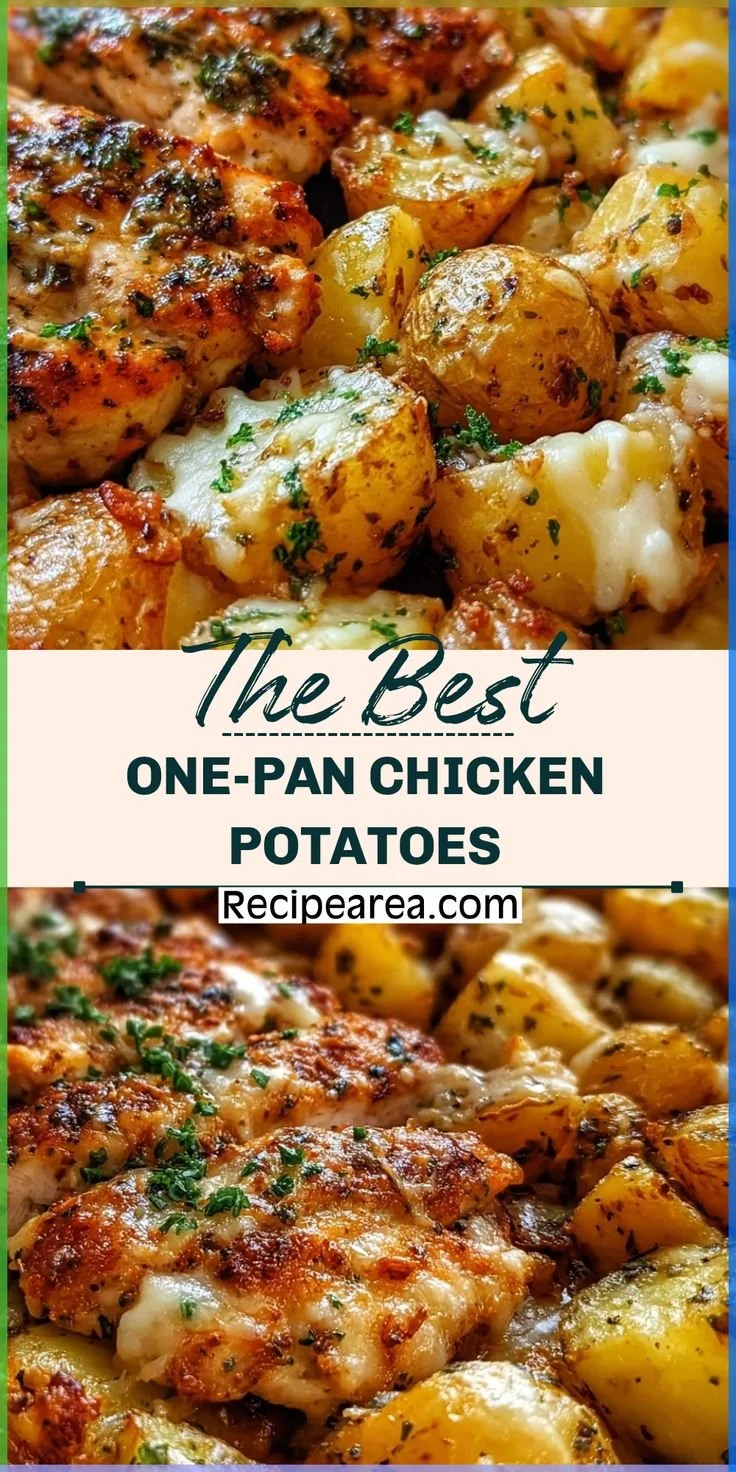 Delicious garlic parmesan chicken and potatoes in a one-pan dish