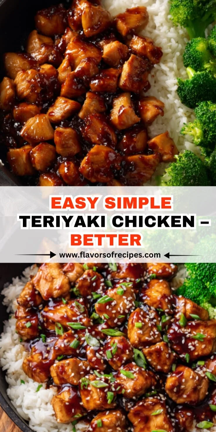 Plate of easy teriyaki chicken with rice and vegetables