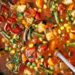 Easy Vegetable Soup 3 Bowl of homemade easy vegetable soup filled with fresh veggies