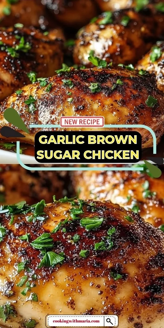 Plate of Garlic Brown Sugar Chicken with flavorful sauces and garnishes.