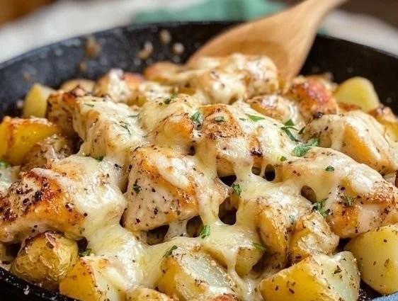 Garlic Parmesan Chicken and Potatoes Skillet