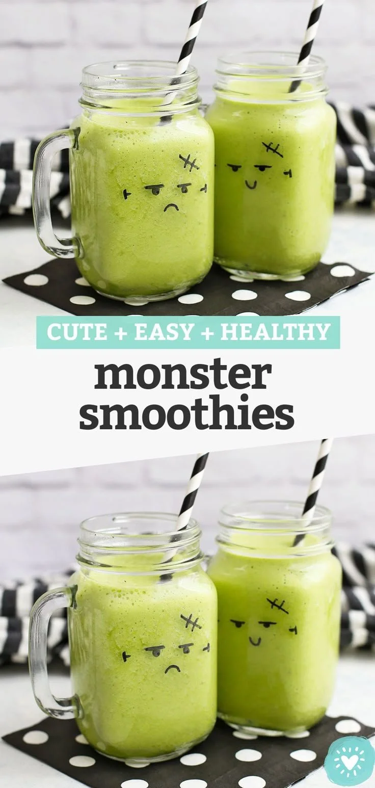 Halloween Monster Face Smoothies designed for a fun and spooky celebration