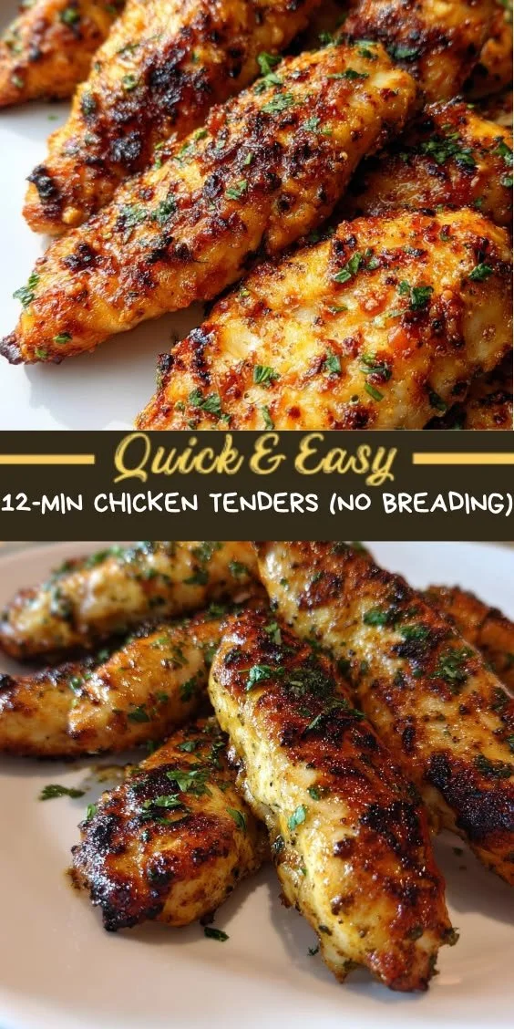 Healthy air fryer chicken tenders cooked in 12 minutes, golden and crispy