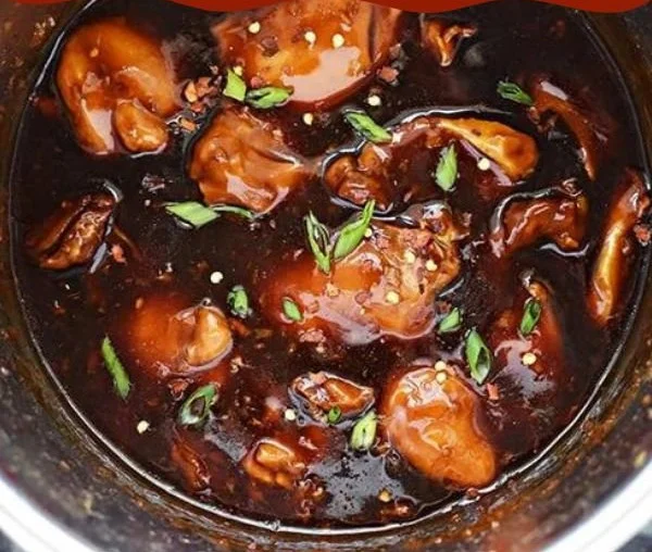 Instant Pot teriyaki chicken served with steamed vegetables and rice.