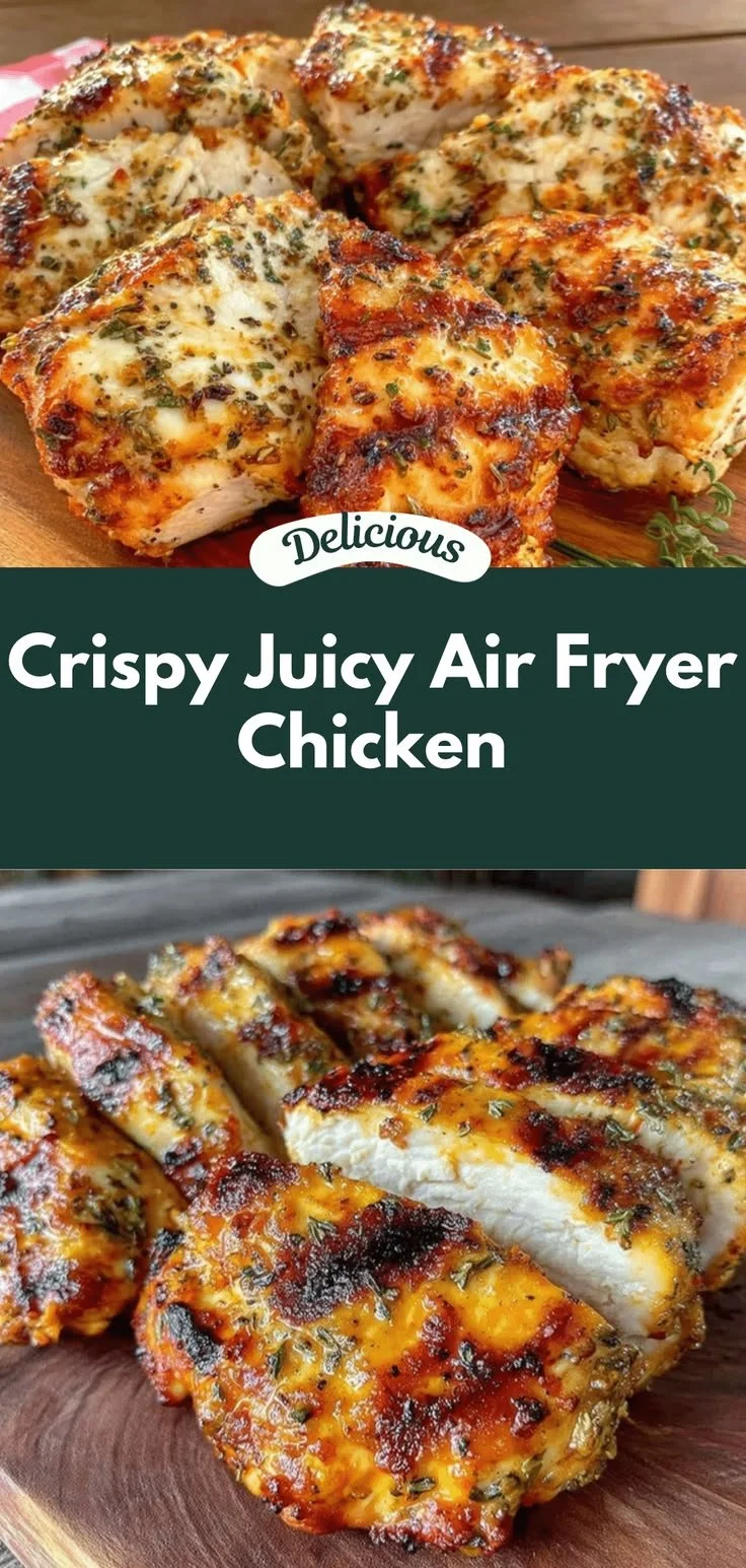Juicy air fryer grilled chicken breast served with veggies