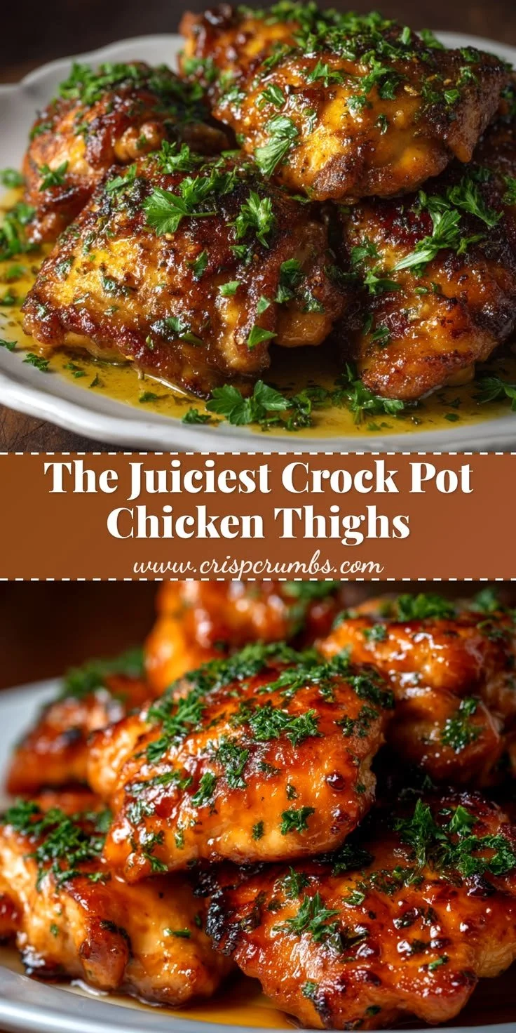 Juicy and tender slow cooker chicken thighs served in a bowl.