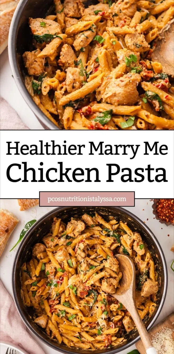 Delicious Marry Me Chicken Pasta served in a bowl with fresh herbs and cheese.