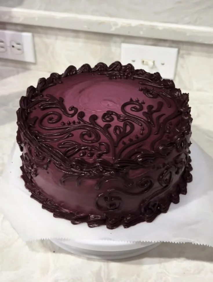 Delicious mazzy star cake served with toppings and decorations.