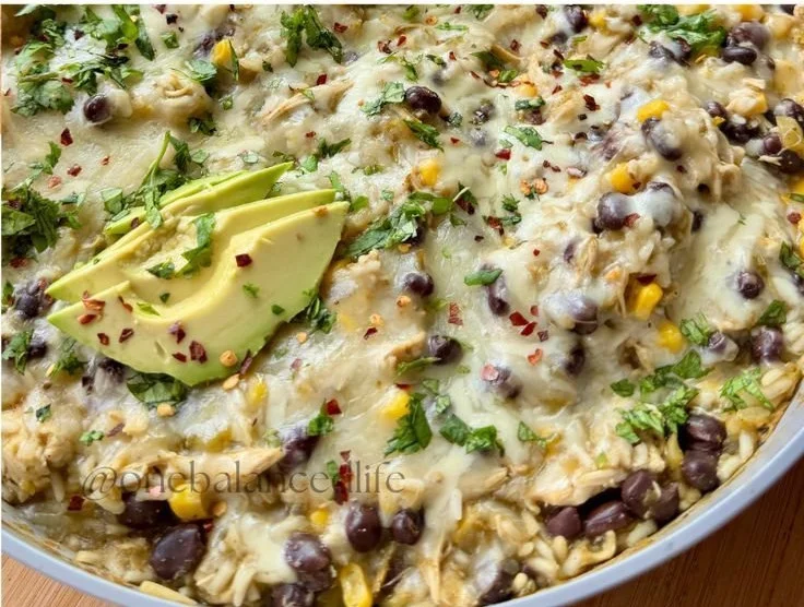 Salsa Verde Chicken & Rice Skillet served in a skillet with vibrant green sauce.