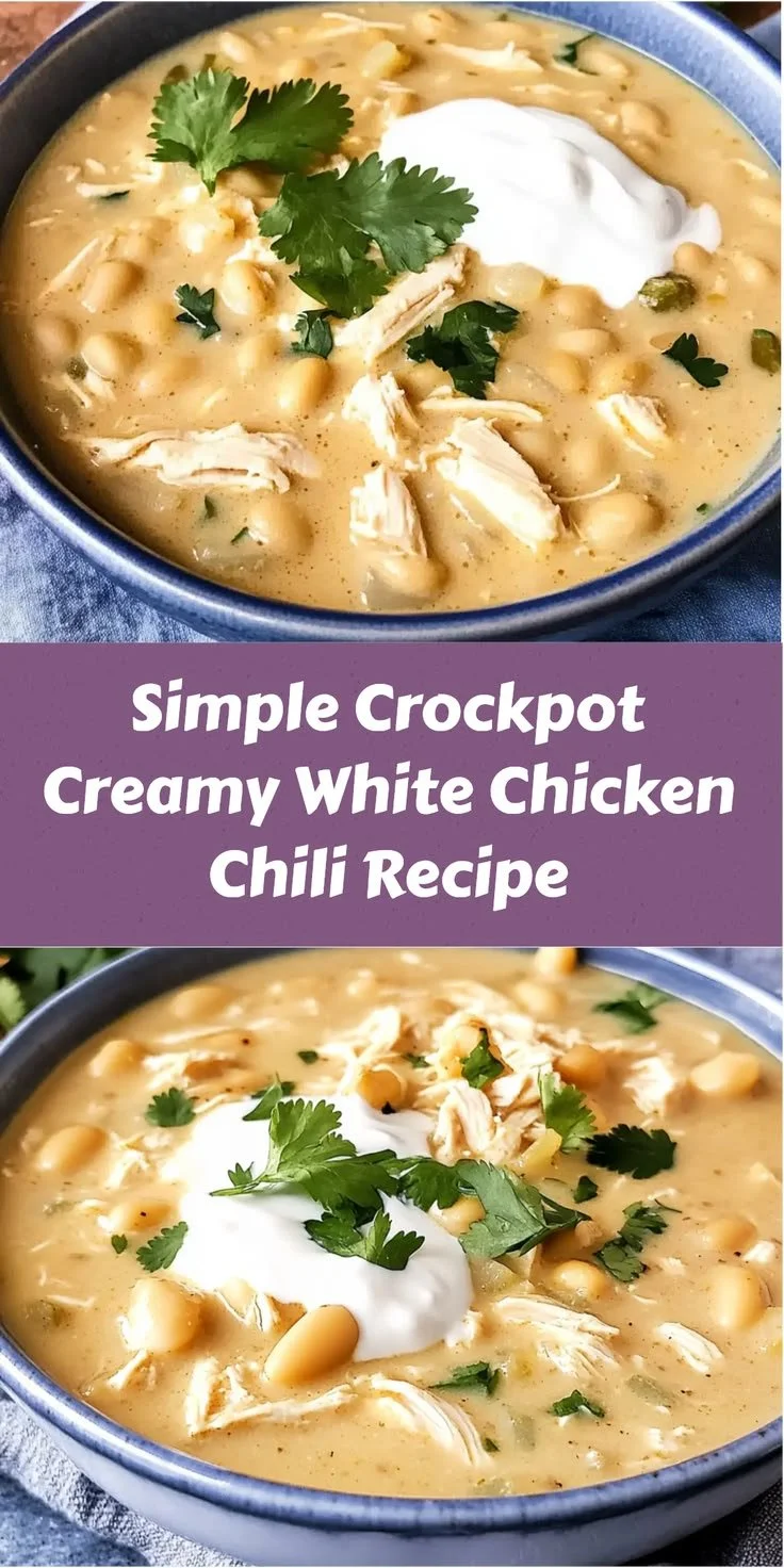 Creamy white chicken chili served in a bowl with toppings.
