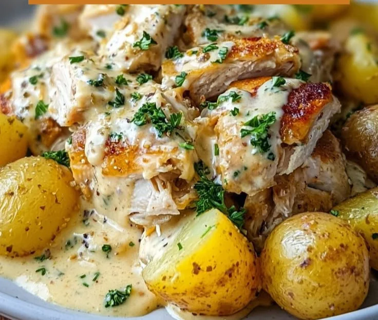 Slow Cooker Cheesy Ranch Chicken with Potatoes in a one pot meal